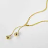 Anhänger Halsketten Edelstahl Halskette Gold Farbe Doppel Ball Mode Schmuck Collares Para Mujer Geschenk 220427