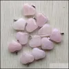 Konst och hantverk 24mmx20mm Beautif Natural Rose Quartz Lover Heart Charms Pink Crystal Stone Pendant for Jewely Making SP Sports2010 Dhajh