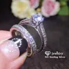 Wedding Rings Sets For Women S925 Silver Color Cubic Zirconia Simple 2pcs Couple Ring Engagement Bridal Fine Jewelry 634WeddingWedding