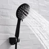 Pommeau de douche mural à 3 fonctions noir mat avec tuyau et support de douche 220525