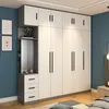 Furniture Nordic mirrored wardrobe modern simple and economical assembly four or five door panel small apartment bedroom overall l7508188