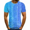 Ny avslappnad personlig t-shirt herr rund hals kort ärm för män t-shirt sommar höga droppar vatten gata style 3D topp l220704