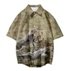 メンズカジュアルシャツ3DプリントチーターシャツCamisa Masculina for Man Harajuku Style Beach Shortleeved Camisas de Hombre