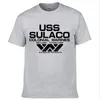 Erkek Tişörtleri Moda USCSS Nostromo T-shirt Uzaylı USS Sulaco Sömürge Denizcileri Uzaylıları Kapalı Dünya Kısa Kollu Tshirt Erkekler Pamuk O boyun tees