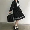 Kläder sätter japansk svart lolita söt bowknot kläder långärmad preppy fest kvinnor kawaii stil sjöman krage klänning jk tjej klädduk