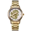 New YOLAKO Dragon Watch Gold Emed Diamond Commercial Men's Quartz Watches Fashion Non-mechanical Wristwatch