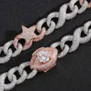 Pendanthalsband Fem stjärniga halsband Rose Gold Color Iced Out Cubic Zirconia Cuban Choker Hip Hop Fashion Jewelry For Gift Hendant Pendantpen