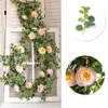 Decorative Flowers & Wreaths 1.8M Artificial Silk Rose Plants Garland Fake Eucalyptus Peony Vines Hanging For Wedding Home Table Party Garde