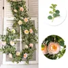 Couronnes De Fleurs Décoratives 1.8M Soie Artificielle Rose Plantes Guirlande Faux Eucalyptus Pivoine Vignes Suspendues Pour Mariage Maison Table Fête Garde