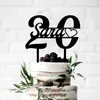 Décoration de gâteau personnalisée avec nom et âge, en acrylique noir, décor de 20e anniversaire, cadeaux de fête pour enfants, 220618
