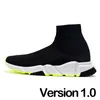 Designer sock shoes men women Graffiti White Black Red Beige Pink Clear Sole Lace-up Neon Yellow socks speed runner trainers flat platform sneakers casual 36-45