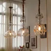 Vintage French Glass Crystal Chandeliers Lights Fixture LED American Luxurious Chandelier European Art Deco Hanging Lamps Home Corridor Balcony Dining Room Lamp