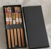 50 Sets Japanese Style Household Breeze Bamboo Chopsticks Exquisite Gift Box Portable Tableware Suit Party Favor SN4503