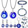 Para colar mulheres Blue Charm Bracelet Keyring Grego Mati Hamsa Nazar Ringue Brincos de Jóias de Men