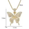 Pendant Necklaces Pink Cubic Zirconia Paved Bling Out Rose Gold Butterfly Pendants For Men Women Hip Hop Rapper JewelryPendant PendantPendan