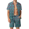 Męskie dresy dla mężczyzn Kwiat Hippy Art Art Vacation Men Zestawy Krótkie rękawy Nowoczesny design Casual Shirt Set Shorts 2 -Place