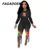 Fagadoer Tie Dye, conjunto informal de dos piezas, conjunto de pantalones cortos de talla grande, Top corto de manga larga para mujer, pantalones cortos con borlas, trajes deportivos, trajes 220602