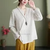 Abbigliamento etnico Tanguetto tange blusa cinese camicetta vintage tradizionale di lino di cotone Zen Hanfu Lady Qipao Shiretnic