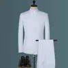 Męskie garnitury Blazers stojak męski w chiński styl Slim Fit Dwuczęściowy zestaw kombinezonu / samiec Zhong Shan Blazer Parter Patters Spodery 2