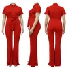 Women's Plus Size Pants Women Playsuits Casual Short Sleeve Romper Ladies Wide Leg Loose Long Trousers JumpsuitWomen's