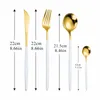 Defina a utensílios de jantar de ouro branco Conjunto de talheres de ouro em aço inoxidável talheres de talheres de talheres de talheres de falhas de fola de sobremesa colher colher de colher