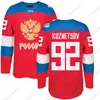 MIT 2016 월드컵 팀 러시아 Hockey Jersey Wch 86 Kucherov 87 Shipachev 9 Orlov 7 Kulikov 1 Varlamov 92 Kuznetson 77 Televin Ice Hockekey Jersey