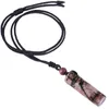 Pendant Necklaces Natural Amethyst Black Obsidian Crystal Stone Cylinder Necklace Adjustable Cord Lucky Amulet For Men Women JewelryPendant