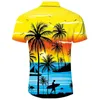 Drzewo kokosowe 3D nadruk męskie koszule Hawajskie Lato luźne koszulę krótkiego rękawu swobodny guzik na plaży koszule wakacyjne rozmiar 5xl 220607