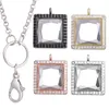 Pendant Necklaces 5pcs/lot Alloy Square Rhinestone Memory Convex Glass Living Floating Locket For Charms Chain JewelryPendant