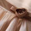 Girl's Dresses Ball Gown Birthday Party Wedding Children Outfit For Girl Beige Tull Dress Golden Rose Belt Size 7 8 9 10 11 13 Years OldGirl