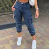 jeans femme Poches latérales slouchy Culotte femme sarouel Bleu clair Bleu marine noir gris denim Mode jogger 2XL 220526