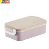 Wooden Style Lunch-box Portable Outdoor Office School Bento Box 2 Buckle Sealed Dinnerware Food Container Lunchbox T200530