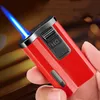 2022 New Windproof Jet Torch Lighter Turbo Metal Butane Lighter Refill Visible Gas Window Inflated Cigarette Cigar Lighters Smoking Gadgets For Man