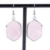 Bengelen kroonluchter natrale rhombus druzy stone oording mode eenvoudige zilveren kleur marmeren roze drusy oorbellen voor vrouwen sieraden