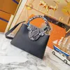 5A Toptassen Dames Designertassen Luxe Python Colorblock Handtassen Eén schouder Schuin kruis Draagbaar Klassiek Modieus Leer Capucines Geschenkdoos Crossbody snake