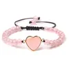 Beaded Strands 6mm Natural Stone Beads Braid Bracelet Handmade Heart Charm Woven Bracelets Adjustable Yoga Female For Women Jewelry Lars22