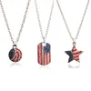 Diamant drapeau américain pendentif collier Hip Hop rond cinq branches étoile drapeaux américains étiquette colliers femmes décoration bijoux cadeau