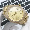 Mens Automatic Mechanical Watches Sapphire Full Diamond Watch 41mm Strap Diamond Studded Steel Business Wrist Montre de Luxe Fashion