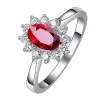 925 Стерлинговое серебро Популярное кольцо Ввременная элегантность Корона Красная наклона Сердца Кольцо для женщин -ювелирных изделий для женщин