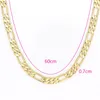 Pendant Necklaces 7mm/10mm/12mm Figaro Chain Necklace 18k Yellow Gold Filled Classic Men Clavicle Choker Jewelry Gift 60cm LongPendant