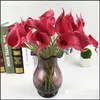 Gerçek Touch Yapay Çiçek Calla Lily Faux Çiçek Partisi Düğün Çiçekleri Ev Bahçe Dekorasyon Damlası Teslimat 2021 Yeşillik Aksanları Dekor