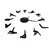 Wall Clocks Pilates Poses Diy Big Needles Clock For Girls Room Fitness Center Sport Exercise Health Quiet Watch Home GYM Decor ClockWall Clo