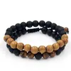 チャームブレスレットナチュラル2PC/セットLAVA TIGER EYE WOOD STONE BEADS COUPLE WOMEN LOVERS FOR SET