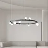 سقف Artpad شنقا الثريا مصباح الزجاج الأبيض جولة الفن ديكور شريط أضواء قلادة الحديثة لغرفة الطعام طويلة مع لمبة G4