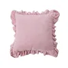 Almofada / Almofada Decorativa Capa de Almofada com Ruffle Cor Sólida Retângulo Retângulo Frolas Simples Suede Quadrado Cobre a casa para Liviing Sala W220412