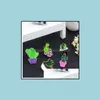 5 Style de bande dessinée de mode émail broche en métal Mini plante verte en pot Cactus bouton broches Denim vestes col Badge broches livraison directe