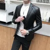 Brand clothing Fashion Men's High quality Casual leather jacket Male slim fit business leather Suit coats/Man Blazers S-5XL 220812