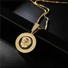 Party Favor hip hop lion head round pendant Favor necklaces for men western animal luxury necklace Stainless steel Cuban chains dog tag jewelry