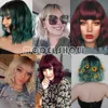 Saç sentetik peruklar cosplay sentetik peruk kısa platin sarışın ombre dalgalı karanlık kökler kadınlar için patlama ile omuz uzunluğu doğal görünümlü günlük kullanım 220225