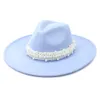 Chapeaux de luxe en perles pour femmes, 9.5cm, grand bord, cœur de pêche, haut Jazz Fedora, chapeaux de fête de mariage pour femmes, casquette d'église élégante